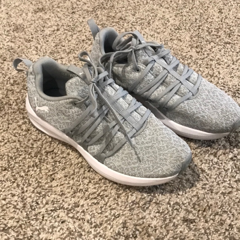 Puma, gray running shoes